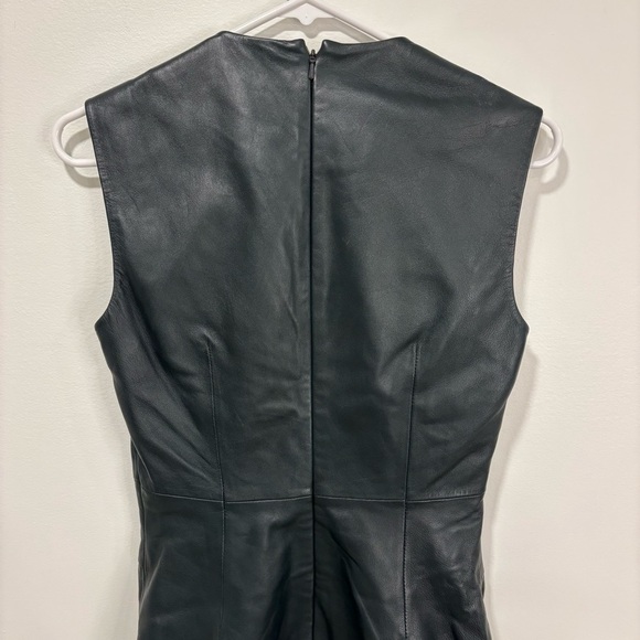 Maje Lambs Leather Mini Dress Twist Knot Front Black Bodycon Party Sleeveless - Picture 8 of 11